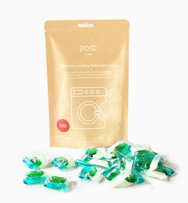 Podz Soluble Laundry Detergent Pods: Floral Fresh - 24s