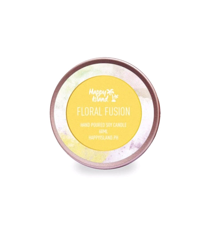 Happy Island Floral Fusion Soy Candle: Travel Tin 2oz/55g