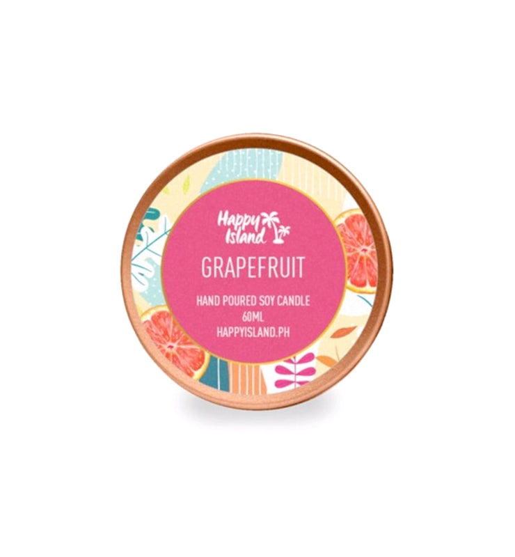 Happy Island Grapefruit Soy Candle: Travel Tin 2oz/55g