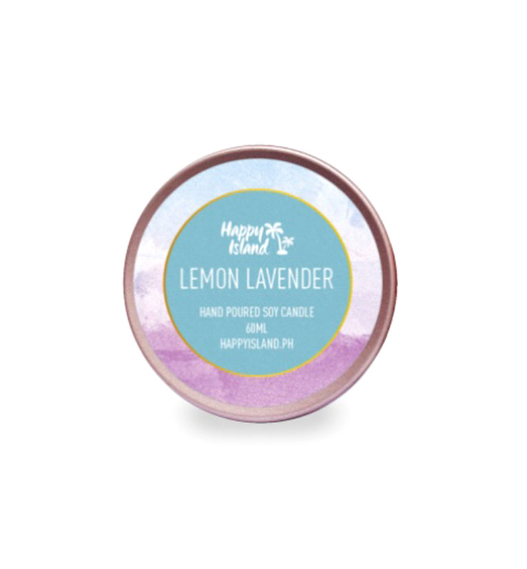 Happy Island Lemon Lavender Soy Candle: Travel Tin 2oz/55g