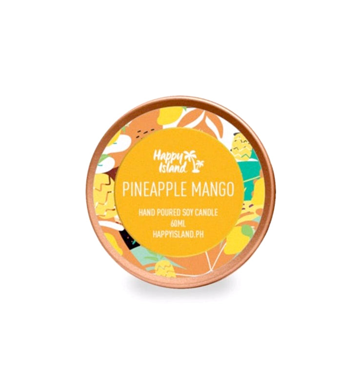 Happy Island Pineapple Mango Soy Candle: Travel Tin 2oz/55g