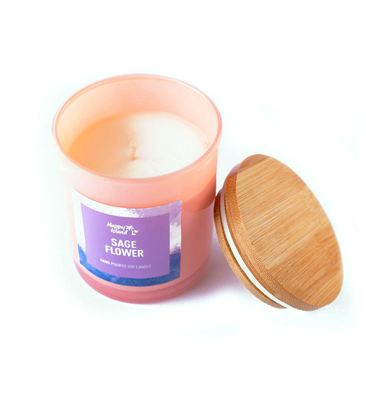 Happy Island Sage Flower Soy Candle: 10oz