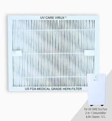 Replacement Medical Grade HEPA Filter for the UV Care Dry Pure 2-in-1 Dehumidifier & AIr Cleaner: 12L