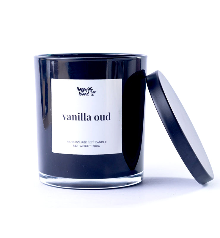Happy Island Vanilla Oud Soy Candle: 10oz