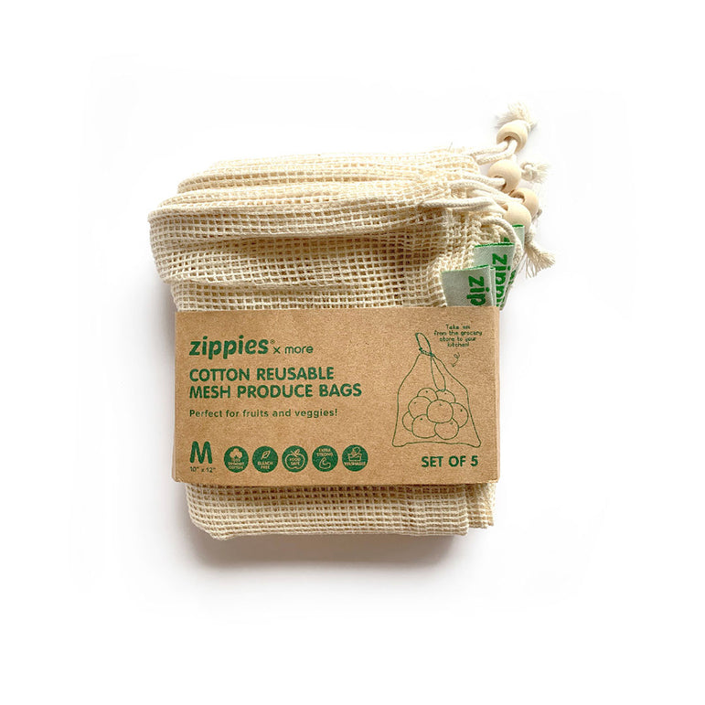Zippies Cotton Mesh Produce Bags: Medium - Pack of 5