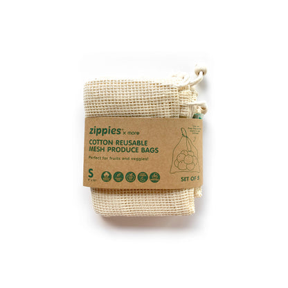 Zippies Cotton Mesh Produce Bags: Small - Pack of 5