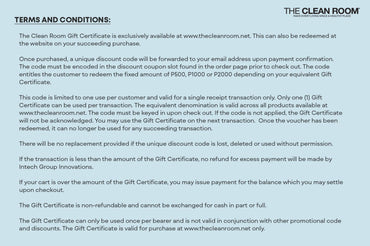 The Clean Room e-Gift Voucher: P500